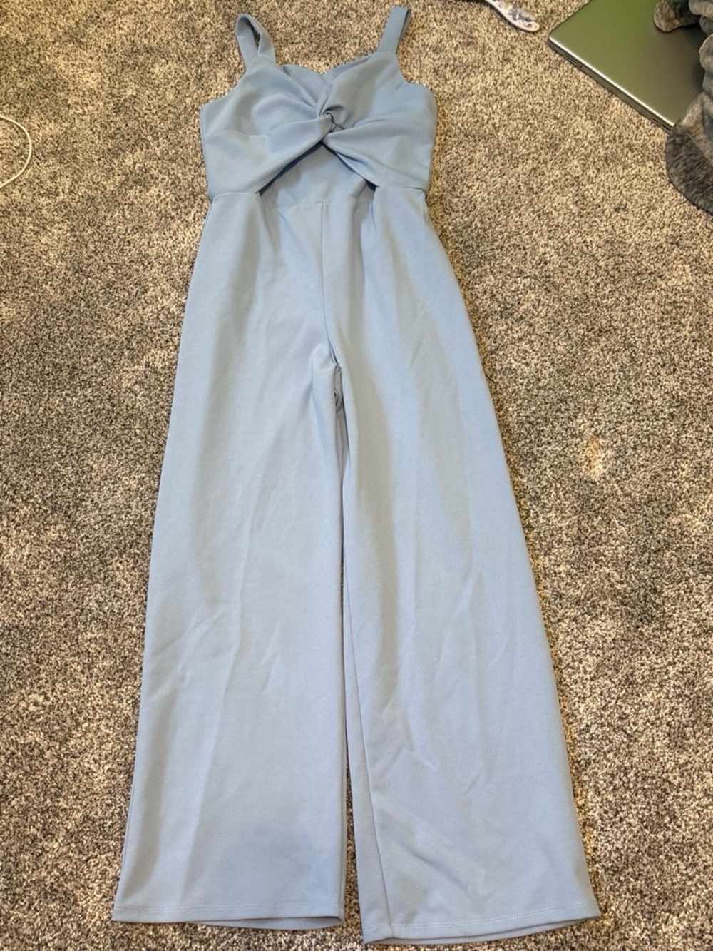Girls Amy Byer Light Blue Twist-Front Wide-Leg Jumpsuit